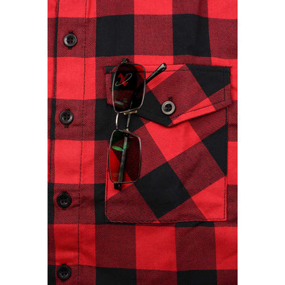 Milwaukee Leather Men's Flannel Plaid Shirt Black and Red Long Sleeve Cotton Button Down Shirt MNG11631