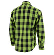 Milwaukee Leather MNG11632 Men's Flannel Plaid Black and Neon Green Long Sleeve Cotton Button Down Shirt