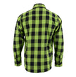 Milwaukee Leather MNG11632 Men's Flannel Plaid Black and Neon Green Long Sleeve Cotton Button Down Shirt