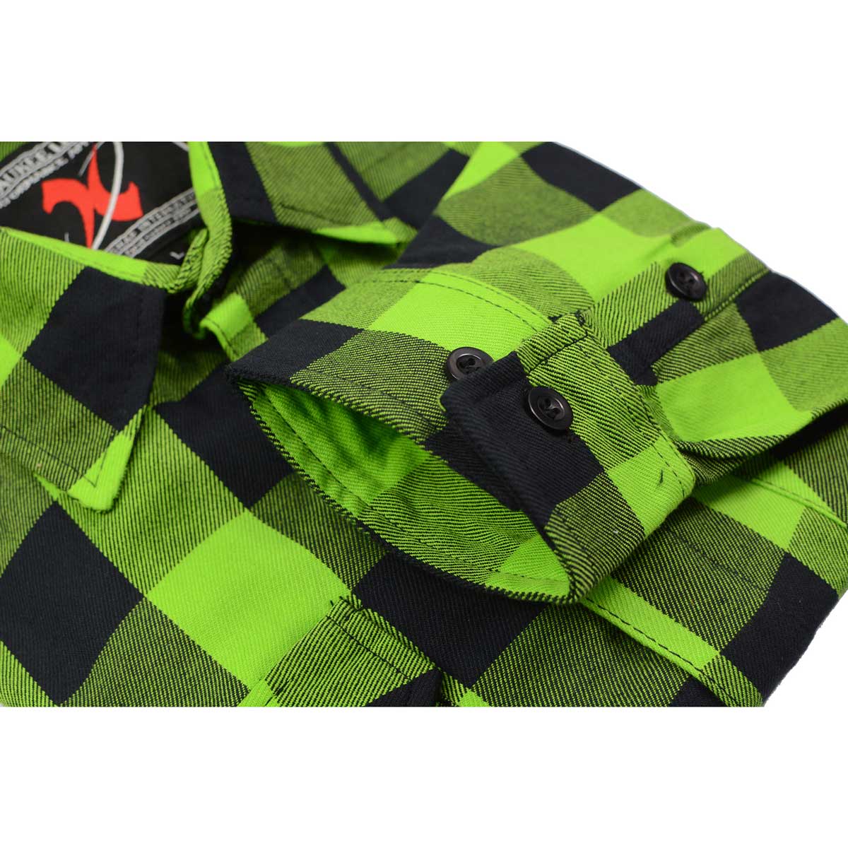 Milwaukee Leather MNG11632 Men's Flannel Plaid Black and Neon