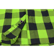 Milwaukee Leather MNG11632 Men's Flannel Plaid Black and Neon Green Long Sleeve Cotton Button Down Shirt