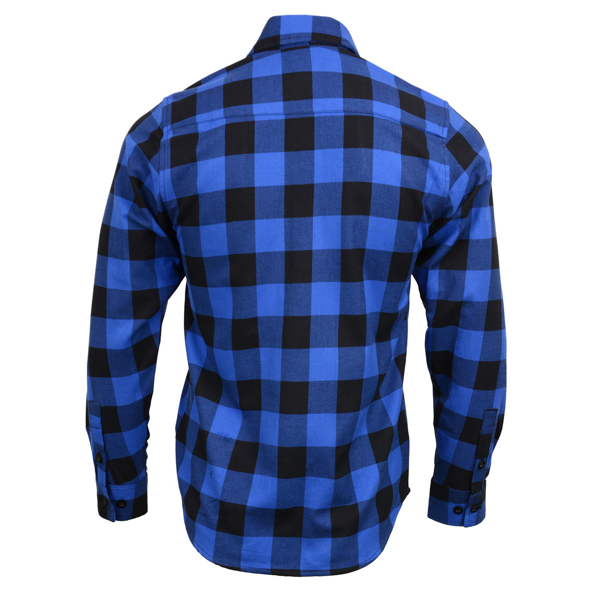 Milwaukee Leather MNG11634 Men's Black and Blue Flannel Plaid Long Sleeve Cotton Button Down Shirt