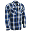 Milwaukee Leather MNG11635 Men's Flannel Plaid Blue and White Long Sleeve Cotton Button Down Shirt
