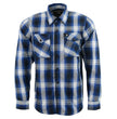 Milwaukee Leather MNG11635 Men's Flannel Plaid Blue and White Long Sleeve Cotton Button Down Shirt