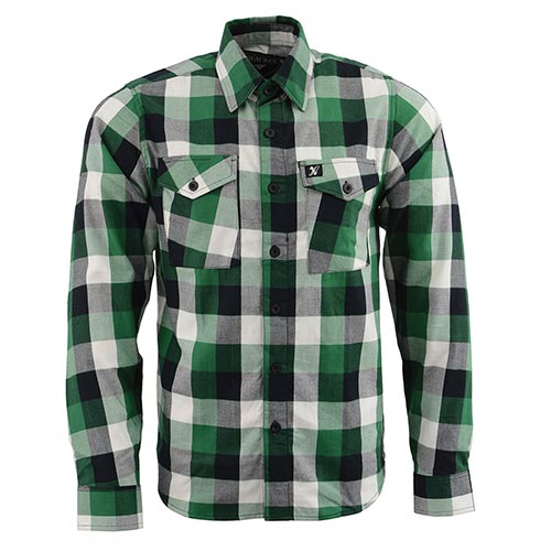 Milwaukee Leather Men's Flannel Plaid Shirt Green and White Long Sleeve Cotton Button Down Shirt MNG11636