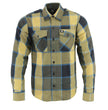 Milwaukee Leather MNG11639 Men's Flannel Plaid Beige with Black and Blue Long Sleeve Cotton Button Down Shirt