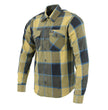 Milwaukee Leather MNG11639 Men's Flannel Plaid Beige with Black and Blue Long Sleeve Cotton Button Down Shirt