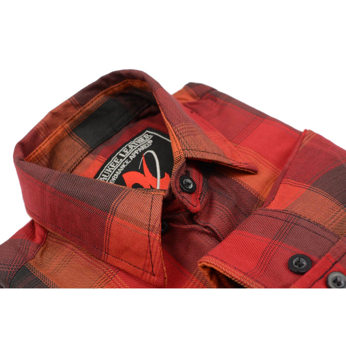 Milwaukee Leather MNG11641 Men's Flannel Plaid Shirt Orange with