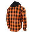 Milwaukee Leather MNG11642 Men's Flannel Plaid Orange and Black Long Sleeve Cotton Button Down Shirt w/ Hoodie
