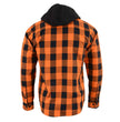 Milwaukee Leather MNG11642 Men's Flannel Plaid Orange and Black Long Sleeve Cotton Button Down Shirt w/ Hoodie