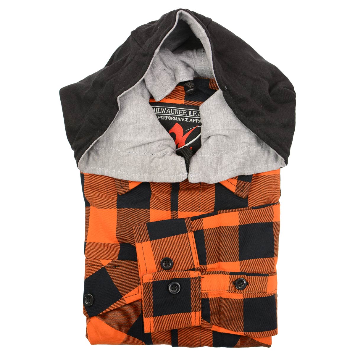 Milwaukee Leather MNG11642 Men's Flannel Plaid Orange and