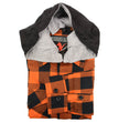 Milwaukee Leather MNG11642 Men's Flannel Plaid Orange and Black Long Sleeve Cotton Button Down Shirt w/ Hoodie