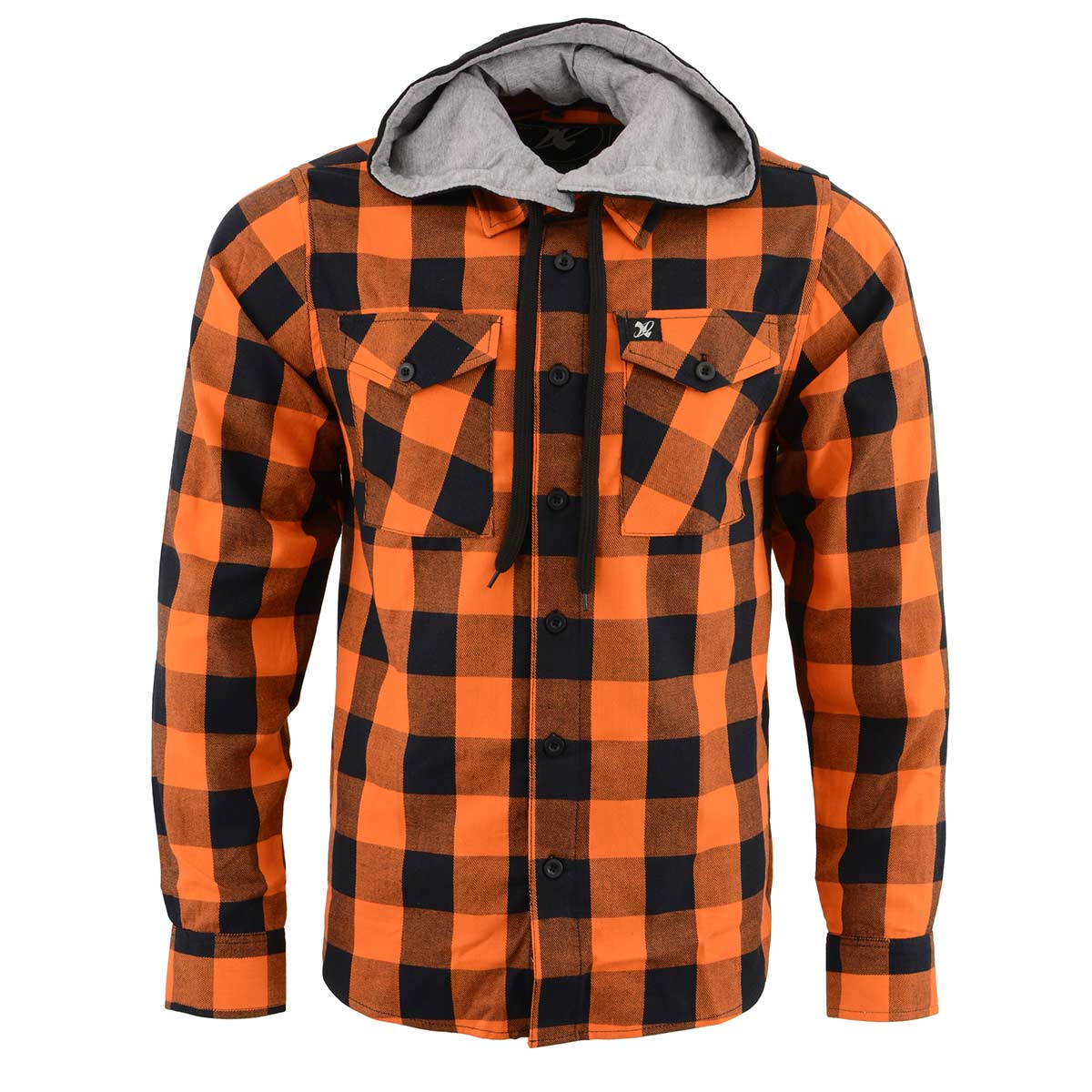 Milwaukee Leather MNG11642 Men's Flannel Plaid Orange and Black