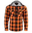 Milwaukee Leather MNG11642 Men's Flannel Plaid Orange and Black Long Sleeve Cotton Button Down Shirt w/ Hoodie