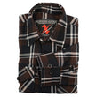 Milwaukee Leather MNG11643 Men's Flannel Plaid Brown Black and White Long Sleeve Cotton Button Down Shirt