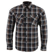 Milwaukee Leather MNG11643 Men's Flannel Plaid Brown Black and White Long Sleeve Cotton Button Down Shirt