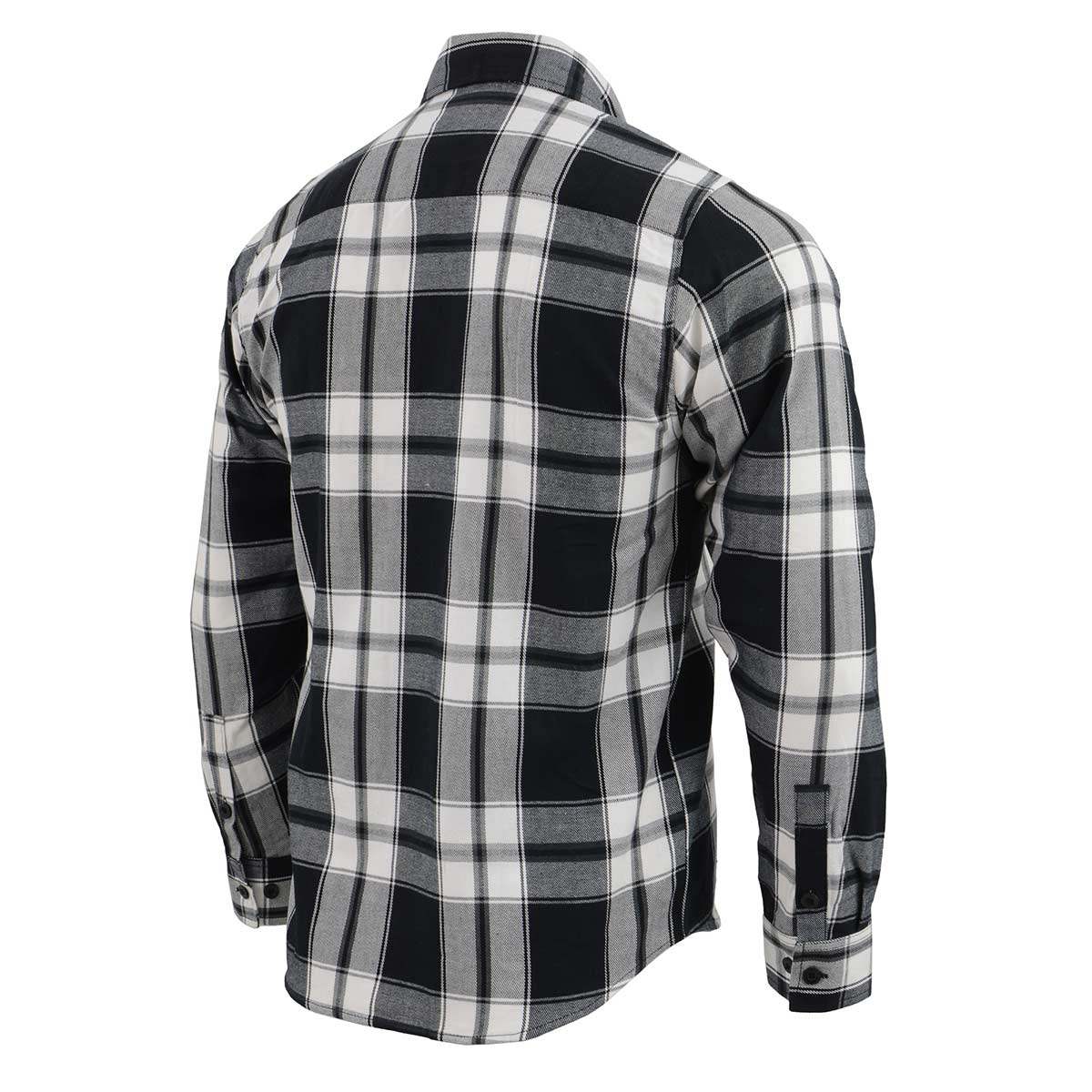 Milwaukee Leather Men's Flannel Plaid Shirt Black and White Long Sleeve Cotton Button Down Shirt MNG11644