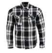 Milwaukee Leather MNG11644 Men's Flannel Plaid Black and White Long Sleeve Cotton Button Down Shirt