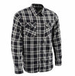 Milwaukee Leather MNG11646 Men's Flannel Plaid Shirt Black and White Long Sleeve Cotton Button Down Shirt