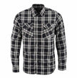 Milwaukee Leather Men's Flannel Plaid Shirt Black and White Long Sleeve Cotton Button Down Shirt MNG11646