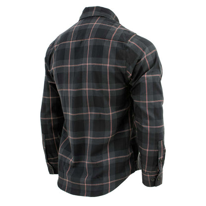 Milwaukee Leather MNG11647 Men's Black with Grey and Red Long Sleeve Cotton Flannel Shirt