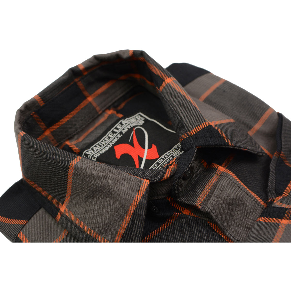 Milwaukee Leather MNG11648 Men's Grey with Brown and Orange Long Sleeve Cotton Flannel Shirt