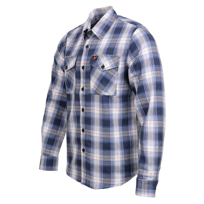 Milwaukee Leather MNG11650 Men's Blue and White Long Sleeve Cotton Flannel Shirt