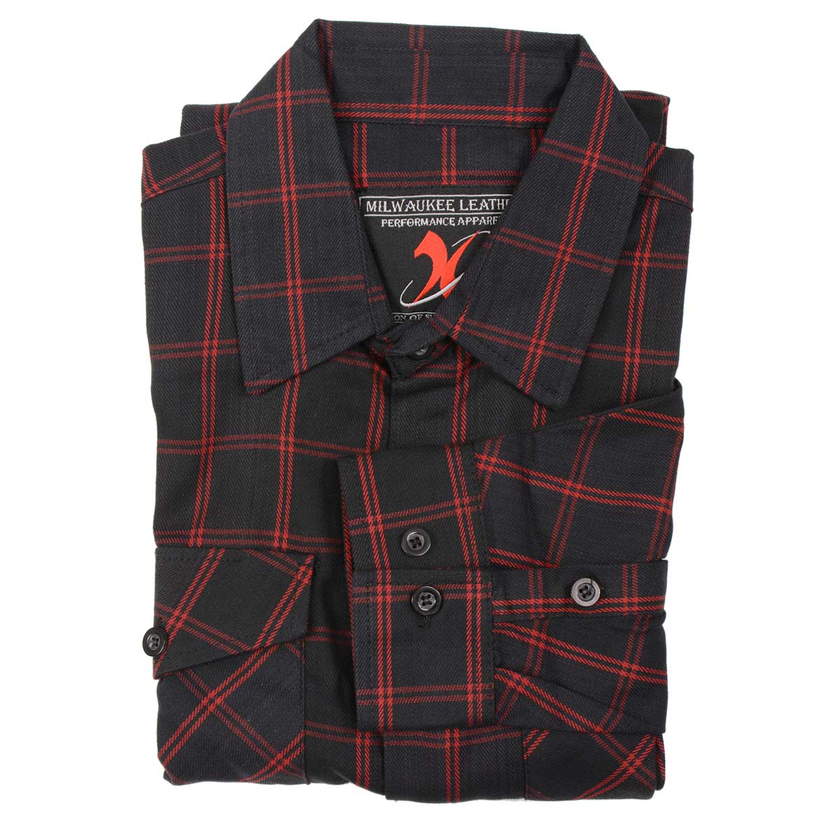 Milwaukee Leather MNG11665 Men's Black and Red Long Sleeve Cotton Flannel Shirt - Multi / Medium Milwaukee Leather MNG11665 Men's Black and Red Long Sleeve Cotton Flannel Shirt - Multi / Medium