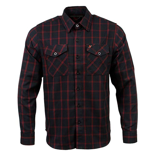 Milwaukee Leather MNG11665 Men's Black and Red Long Sleeve Cotton Flannel Shirt