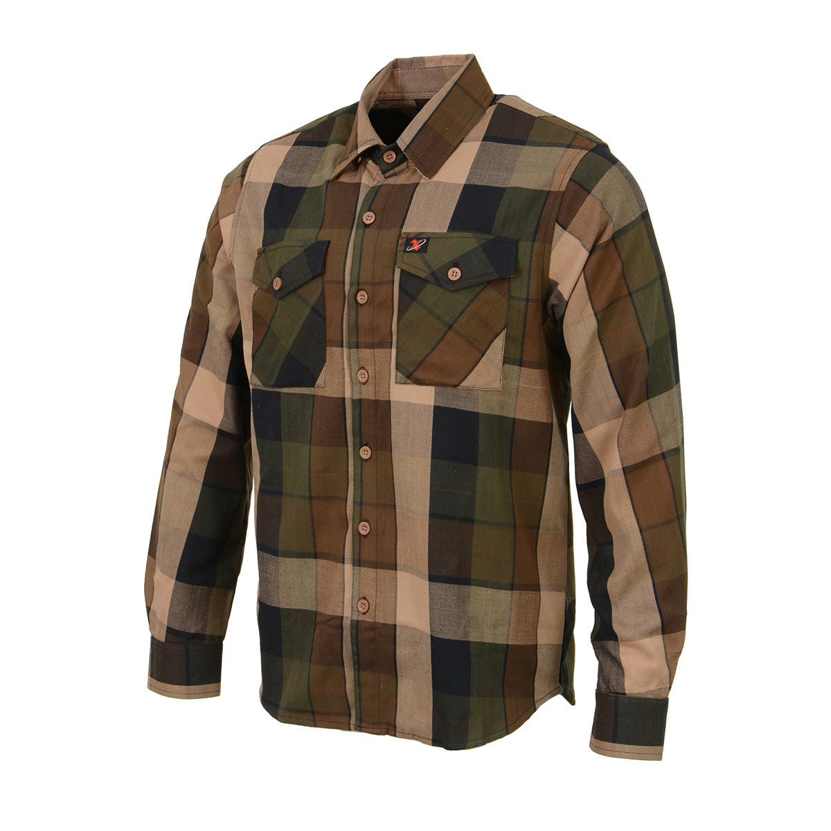 Milwaukee Leather MNG11667 Men's Brown and Beighe Long Sleeve Cotton Flannel Shirt