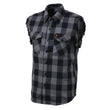 Milwaukee Leather MNG11689 Men’s Classic Black and Grey Button-Down Flannel Cut Off Frayed Sleeveless Casual Shirt
