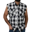 Milwaukee Leather MNG11690 Men’s Classic Black and White Button-Down Flannel Cut Off Frayed Sleeveless Casual Shirt