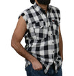 Milwaukee Leather MNG11690 Men’s Classic Black and White Button-Down Flannel Cut Off Frayed Sleeveless Casual Shirt