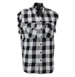Milwaukee Leather MNG11690 Men’s Classic Black and White Button-Down Flannel Cut Off Frayed Sleeveless Casual Shirt