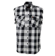 Milwaukee Leather MNG11690 Men’s Classic Black and White Button-Down Flannel Cut Off Frayed Sleeveless Casual Shirt