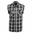 Milwaukee Leather MNG11694 Men’s Classic Black and White Button-Down Flannel Cut Off Frayed Sleeveless Casual Shirt