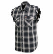 Milwaukee Leather MNG11694 Men’s Classic Black and White Button-Down Flannel Cut Off Frayed Sleeveless Casual Shirt
