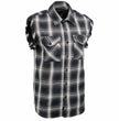 Milwaukee Leather MNG11694 Men’s Classic Black and White Button-Down Flannel Cut Off Frayed Sleeveless Casual Shirt