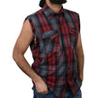 Milwaukee Leather MNG11696 Men’s Classic Black and Grey with Red Button-Down Flannel Cut Off Frayed Sleeveless Casual Shirt