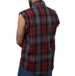 Milwaukee Leather MNG11696 Men’s Classic Black and Grey with Red Button-Down Flannel Cut Off Frayed Sleeveless Casual Shirt