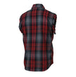 Milwaukee Leather MNG11696 Men’s Classic Black and Grey with Red Button-Down Flannel Cut Off Frayed Sleeveless Casual Shirt