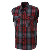 Milwaukee Leather MNG11696 Men’s Classic Black and Grey with Red Button-Down Flannel Cut Off Frayed Sleeveless Casual Shirt