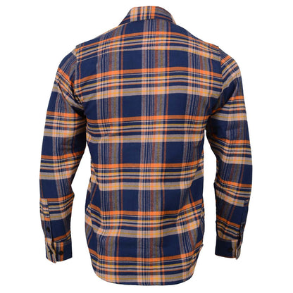 Milwaukee Leather MNG11700 | Men's 'The Wolfman' Blue/Orange Long Sleeve 10.5-Oz Heavy-Duty Cotton Flannel Shirt