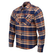 Milwaukee Leather MNG11700 | Men's 'The Wolfman' Blue/Orange Long Sleeve 10.5-Oz Heavy-Duty Cotton Flannel Shirt