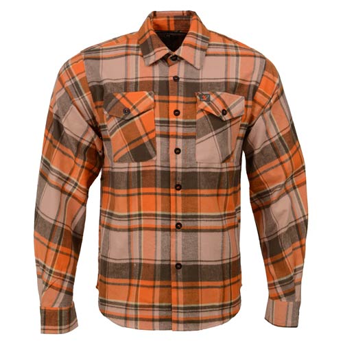 Milwaukee Leather  Men's 'Wild One' Brown/Orange Long Sleeve 10.5-Oz Heavy Duty-Cotton Flannel Shirt MNG11701