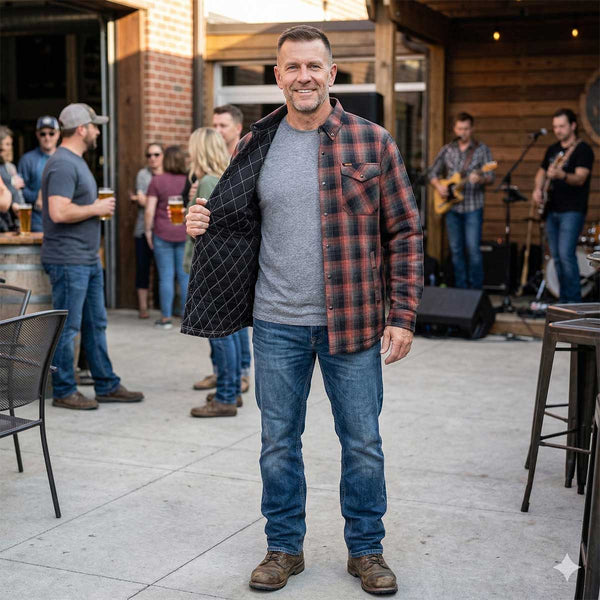 MMCC Men's 'Outlaw' Reversible Flannel Shirt - 100% Cotton Snap Front Plaid w/ Chest and Hand Pockets - MNG11800