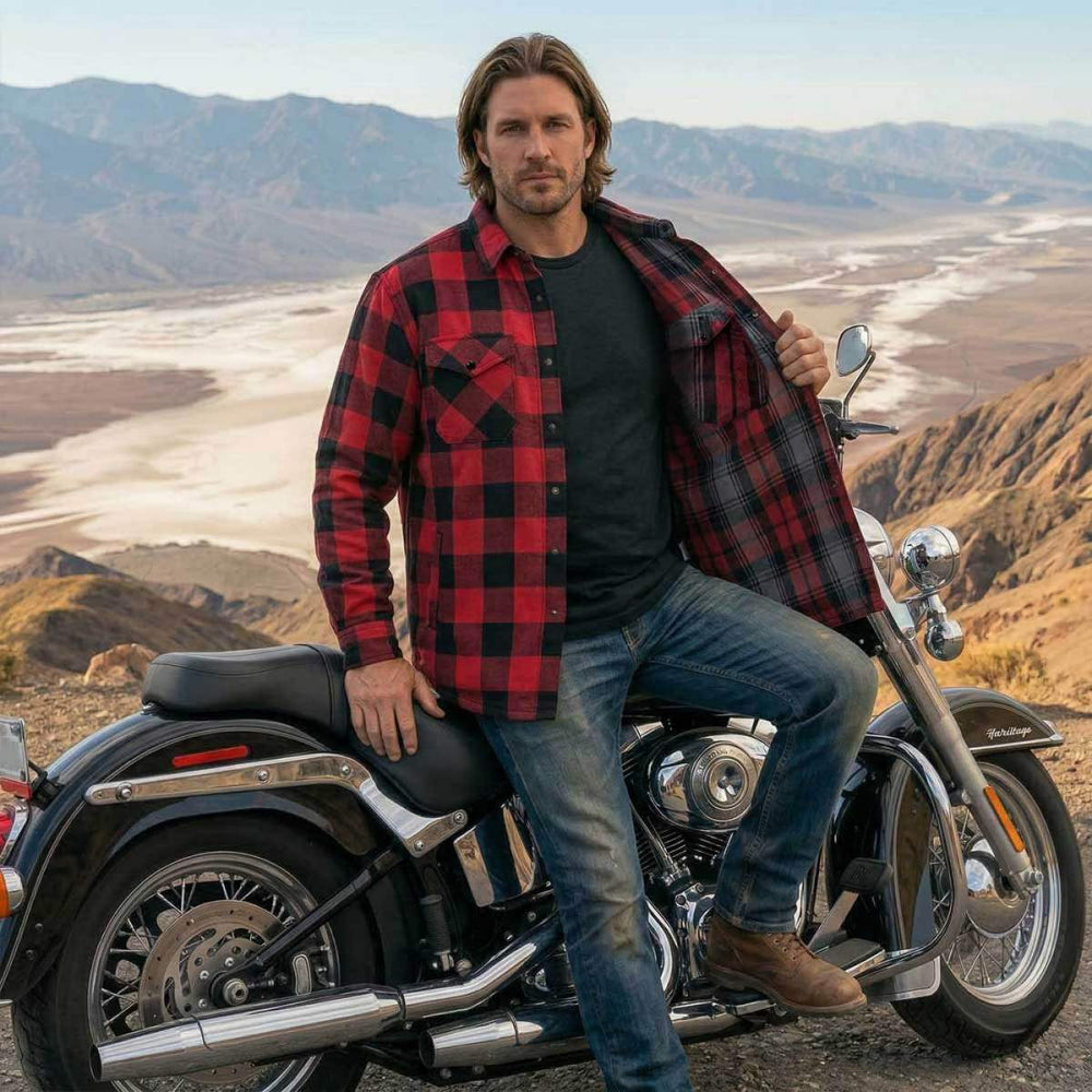MMCC Men's Ricochet Reversible Flannel Shirt - 100% Cotton Snap Front Plaid w/ Chest and Hand Pockets - MNG11803