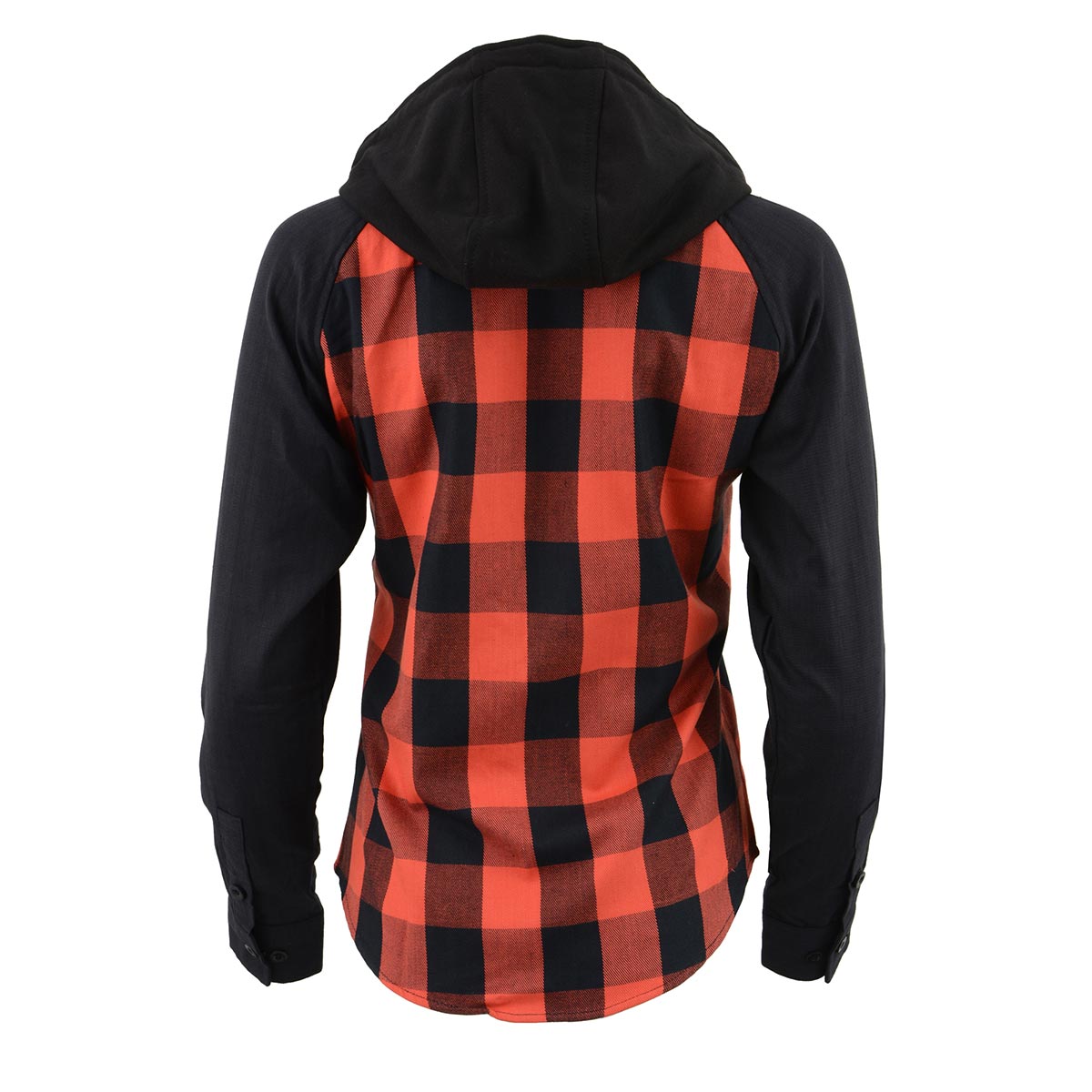 Milwaukee Leather MNG21602 Women's Casual Black and Red Long Sleeve Cotton Flannel Shirt with Hoodie