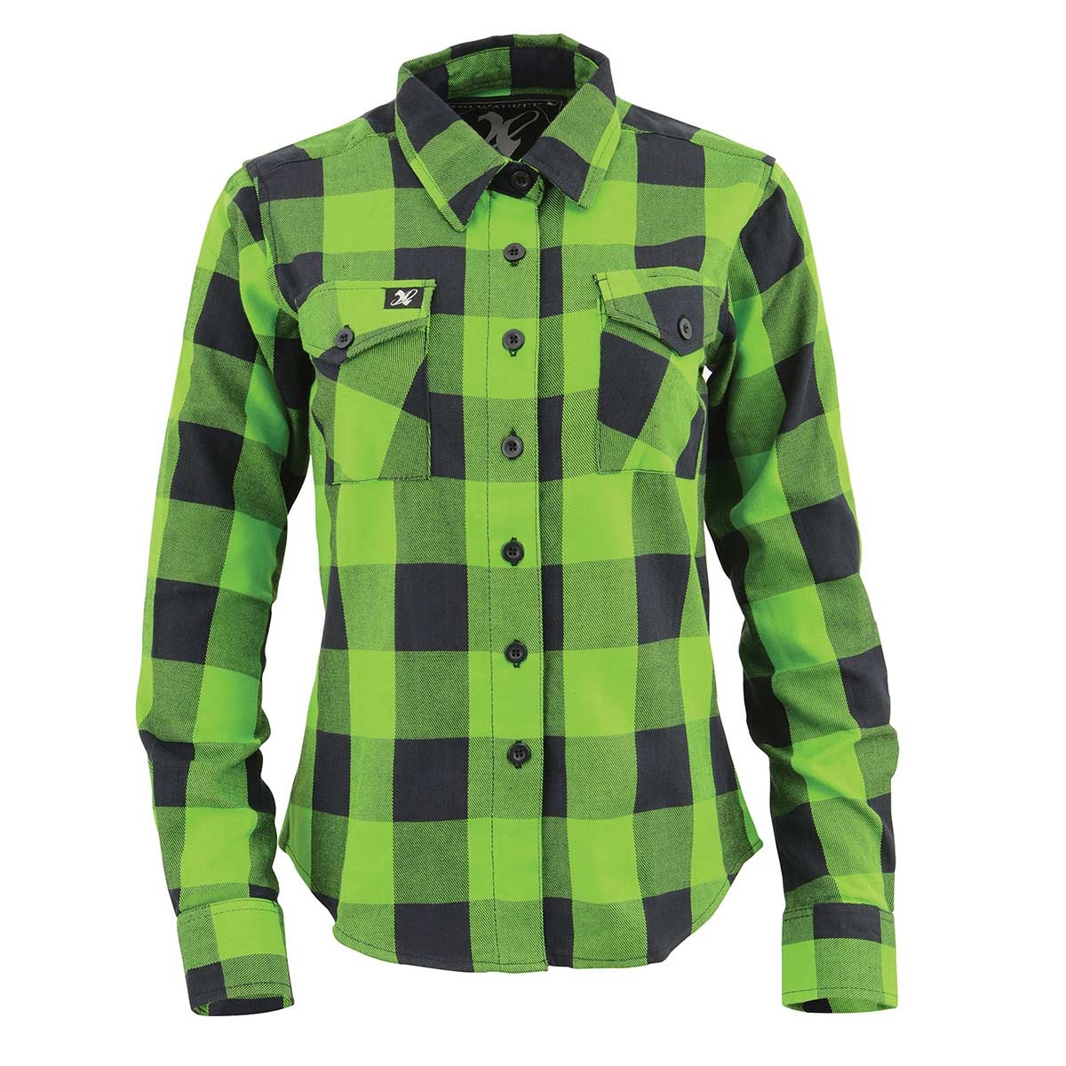 Milwaukee Leather MNG21606 Women's Casual Lime Green and Black Long Sleeve Cotton Casual Flannel Shirt