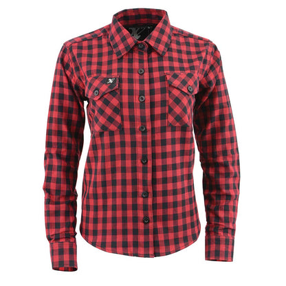 Milwaukee Leather MNG21609 Women's Casual Red and Black Long Sleeve Cotton Casual Flannel Shirt